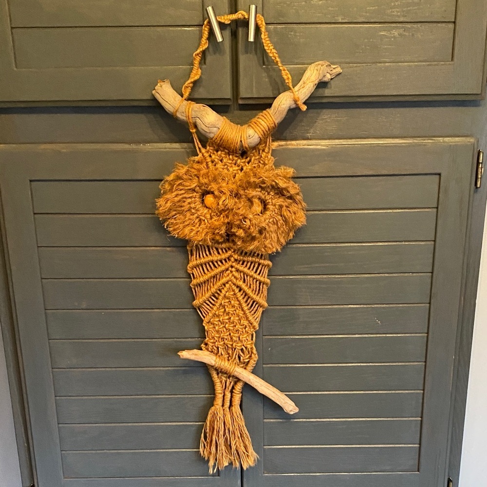 Handmade Boho Macrame Wall Hanging in Tan/golden Brown